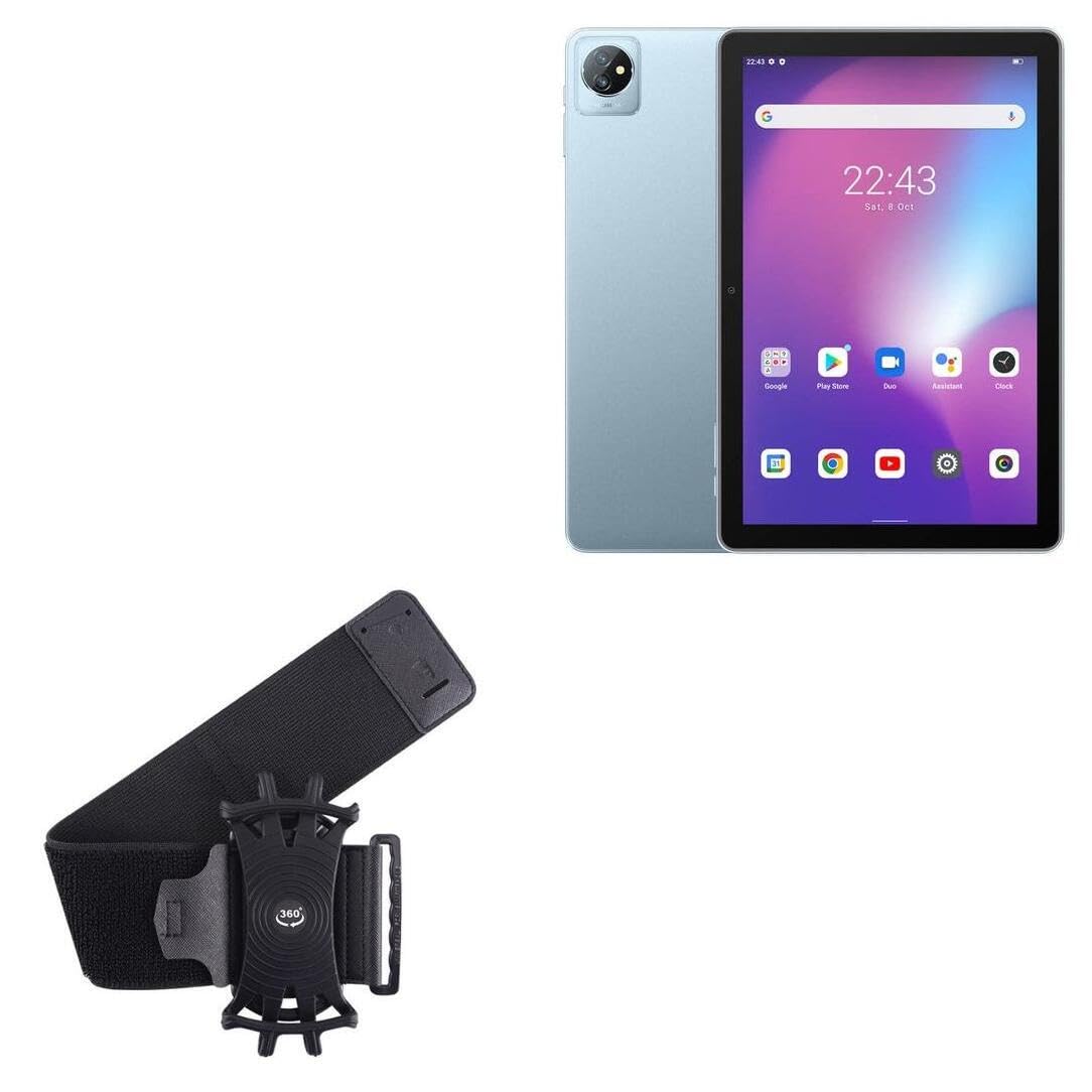 BoxWave Holster Compatible with Blackview Tab 7 - ActiveStretch Sport Armband, Adjustable Armband for Workout and Running - Jet Black