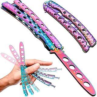 Grand Way Butterfly Trainer - Balisong Trainer - Practice Butterfly - Balisong Butterfly Knives NOT Real NOT Sharp Blade - Dull Trick Butterfly - Butter Fly Knife Training CSGO K08