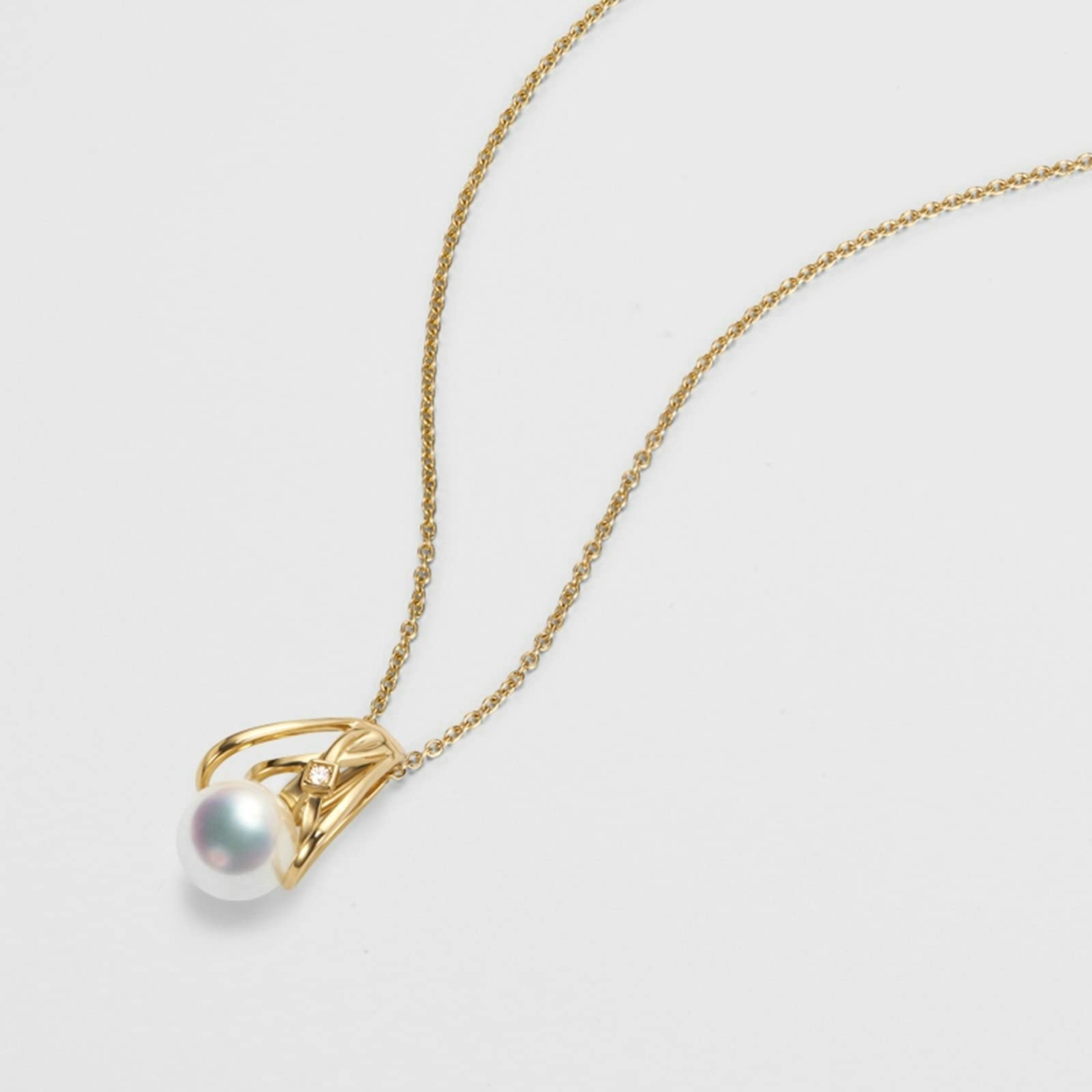 AMDXD Collana da donna in oro 750 con ciondolo classico con perla naturale, regalo per San Valentino, fidanzamento, compleanno, Natale, oro, vera serie d'oro