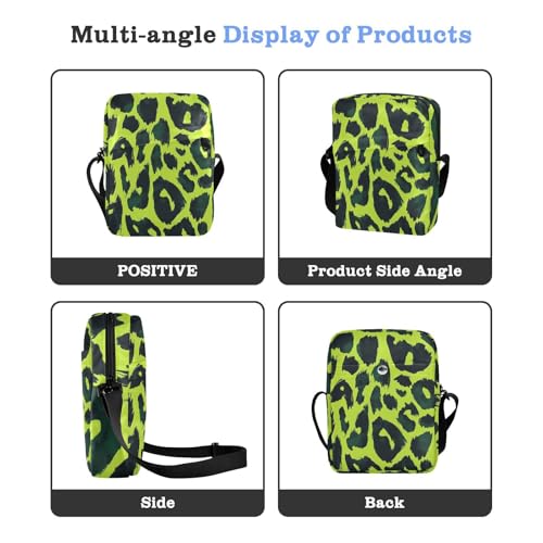 men's messenger bag Crossbody Bags For Women Woman Cross Body Purse Adjustable Strap for work work - Green Black Leopard Print4