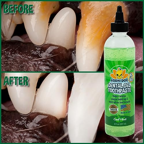 Bodhi Dog Pet Dental Gel - Toothpaste for Dogs & Cats - Plaque Remover & Breath Freshener - Thicker Formula - Safe & Non-Toxic - Helps Prevent Tartar Build-Up - Made in USA (8 Fl Oz)