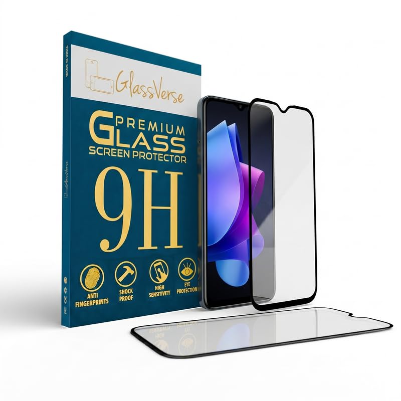 Image of GlassVerse 9H Gorilla Tempered Glass for Tecno Pop 7 Pro | HD Clarity Screen Protector, Ultra Strong 9H Protection, Edge to Edge, Case Friendly, Hassle-less Installation Kit Included. (Pack of 2)