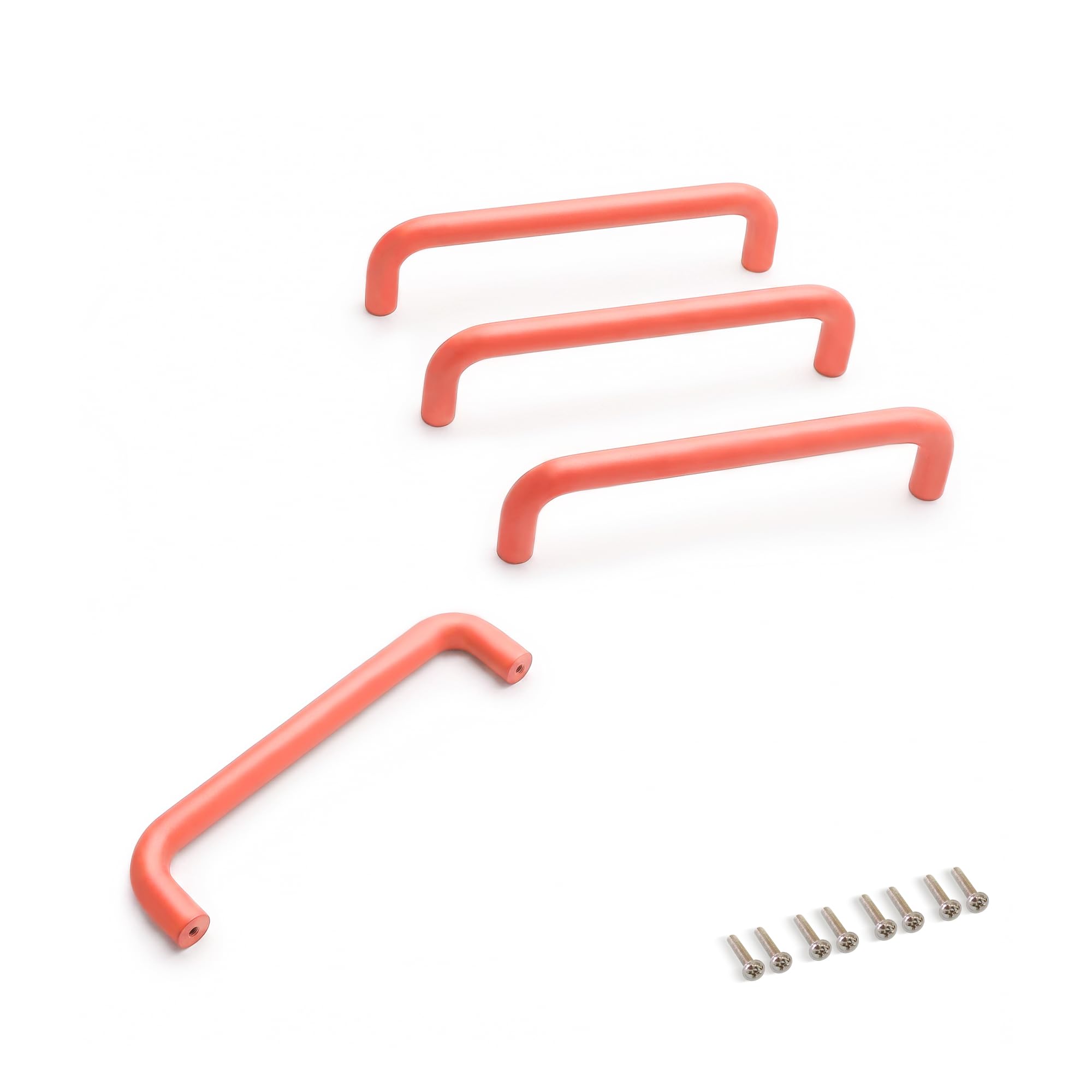 BuyBestify 4 Pack Orange Aluminium Handles, 128mm for Kitchen Drawers, Bright Nursery Style
