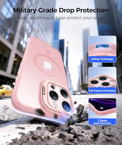 Image of FNTCASE for iPhone 16 Pro Case with Stash Stand for MagSafe Pink