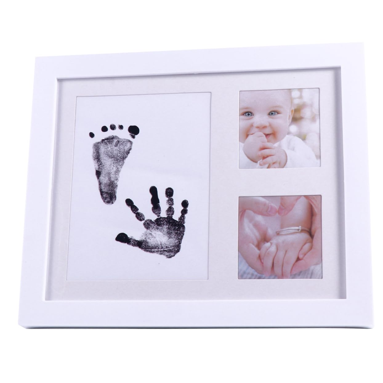 IWOWHERO Infant Footprint Frame Monthly Baby First Year Photo Frames Handprint and Footprint Display