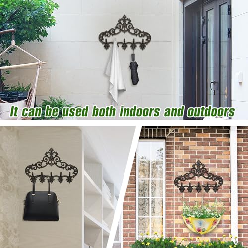 Sungmor SM-0147 Cast Iron Rustic Coat Hook Hanger With 5 Hooks - Practical Iron Storage Organizer/Wall Hooks Hanging Rack - Pretty Pattern Charming Wall Decor For Keys Clothes Hats thumb #6