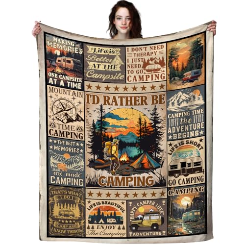 TAPBASE Camping Blanket Gift Ideas for Men Woman,Camping Stuff Camper Accessories Outdoor Throws Blankets,Camping Lovers Gifts for Camper 60