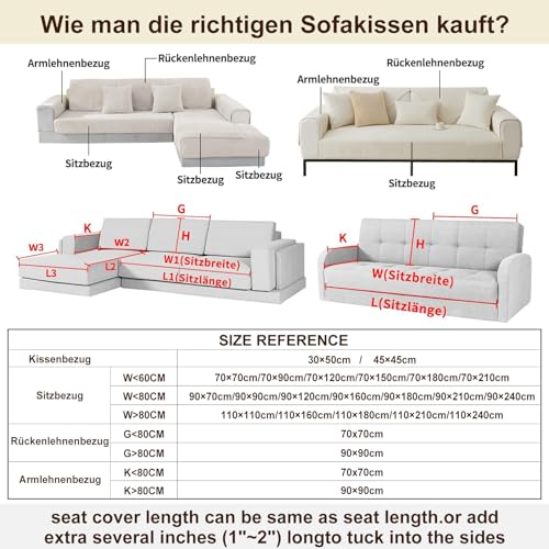 BXAEYIPOR Couch Überzug,Sofa-Schutzhülle mit Rutschfester Unterlage,Neue Universelle rutschfeste Solide Strukturierte Sofa Überzug für Wohnzimmer,Multi-Size Sofa Sitzkissenbezug.