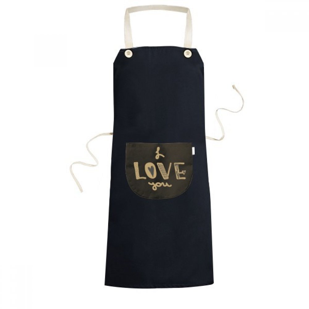 Tablier de cuisine Je t'aime noir avec poche pour cuisiner en couple