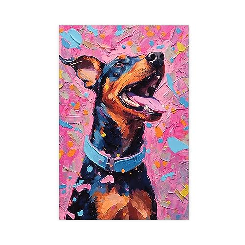 Fyzuf Arte de parede de cachorro pintura a óleo animal sobre tela...