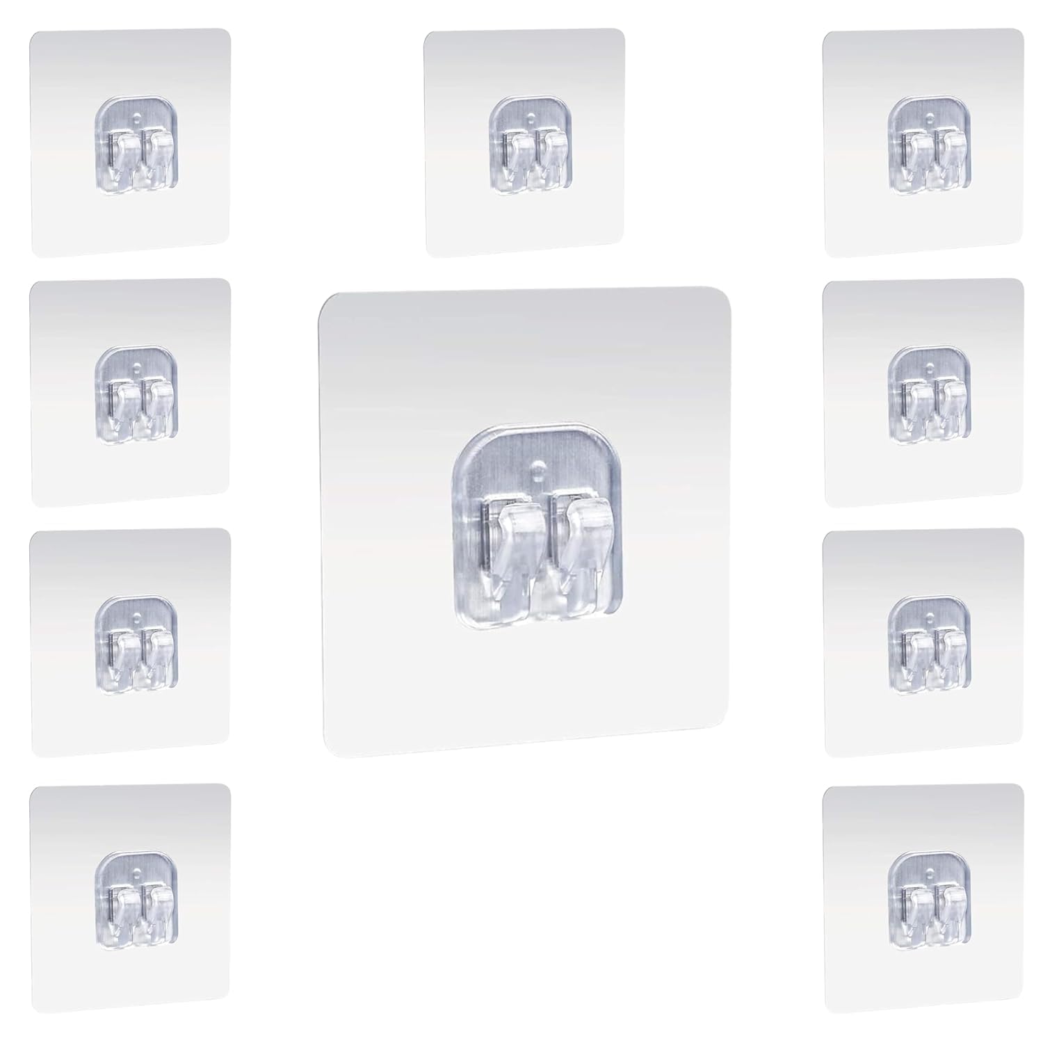 Claw V Shape Adhesive Wall Hooks, Heavy Duty Transparent Self Adhesive Hooks, Waterproof No Drill Hooks for Bathroom, Kitchen, Towel Racks & Home Organization (10 Pcs) (Claw V Shape Hooks)-image-4