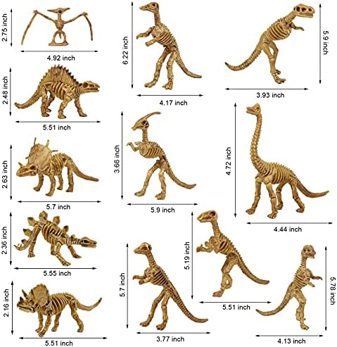 IETELEAF 6 Inch Dinosaur Fossil Skeleton for 3 4 5 6 7 8 9 10+ Year Old, Dino Bones for Science Play Rewards, Dino Sand Dig Toys, Educational Gift, Party Favors for Kids (12 Packs)