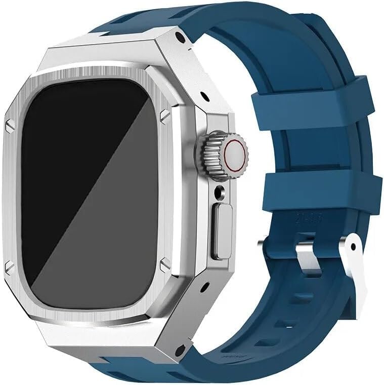Correa de reloj de silicona de acero inoxidable para Apple Watch SE 44mm