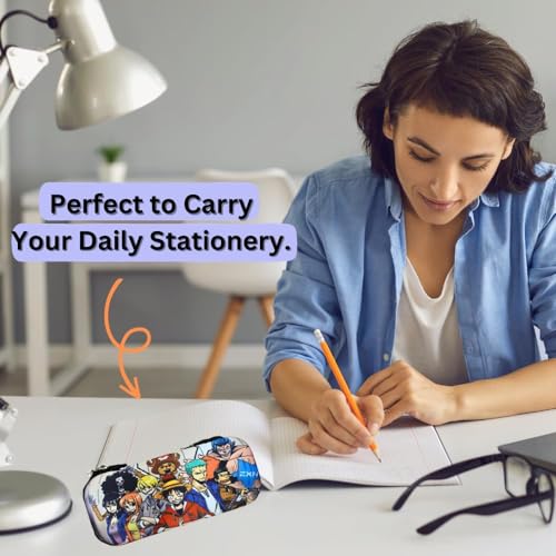 Image of Funfob Polyester One Piece Monkey D Luffy Pencil Box For School College For Pen Pencil Or Other Stationery Products Pencil Pouch Travel Or Cosmetic Case (One Piece All Characters), Multicolor