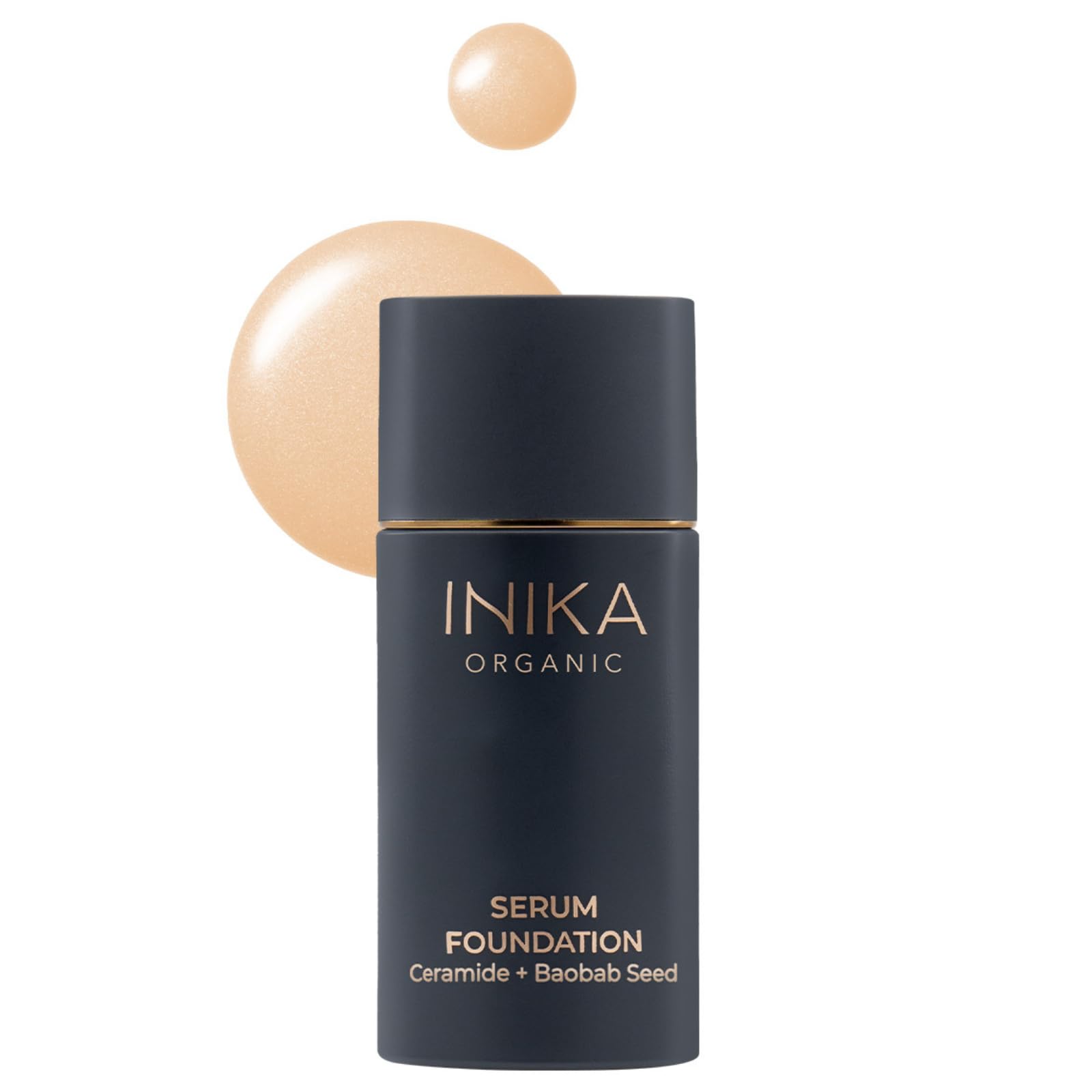 Organic Serum Foundation Vegan Buildable Coverage Weightless Second Skin Feel Transfer Proof with Skincare Ingredients in Sustainable Packaging