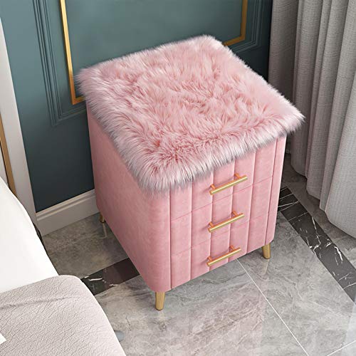 Junovo Luxury Fluffy Area Rugs Furry Rug For Bedroom Faux Fur Sheepskin Nursery Rugs Fur Carpet For Kids Room Living Room Home Decor Floor Mat, Square 1.6Ft X 1.6Ft Pink #TOP3