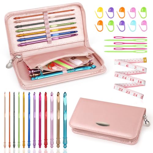 Image of Coopay Crochet Hooks Set with Zipper Pouch, 16PCS Metal Crochet Needles