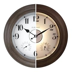 CLXEAST 24 Inch LED Illuminated Outdoor Clocks Waterproof with Thermometer & Hygrometer, Large CLXEAST 24 Inch LED Illuminated Outdoor Clocks Waterproof with Thermometer & Hygrometer, Large item