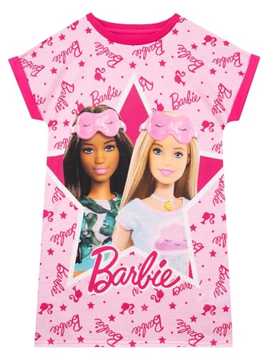 Barbie Nightgown For Girls | Short Sleeve Pajama Gown | Fashionista Girls Sleep Shirt | Ages 4 To 10