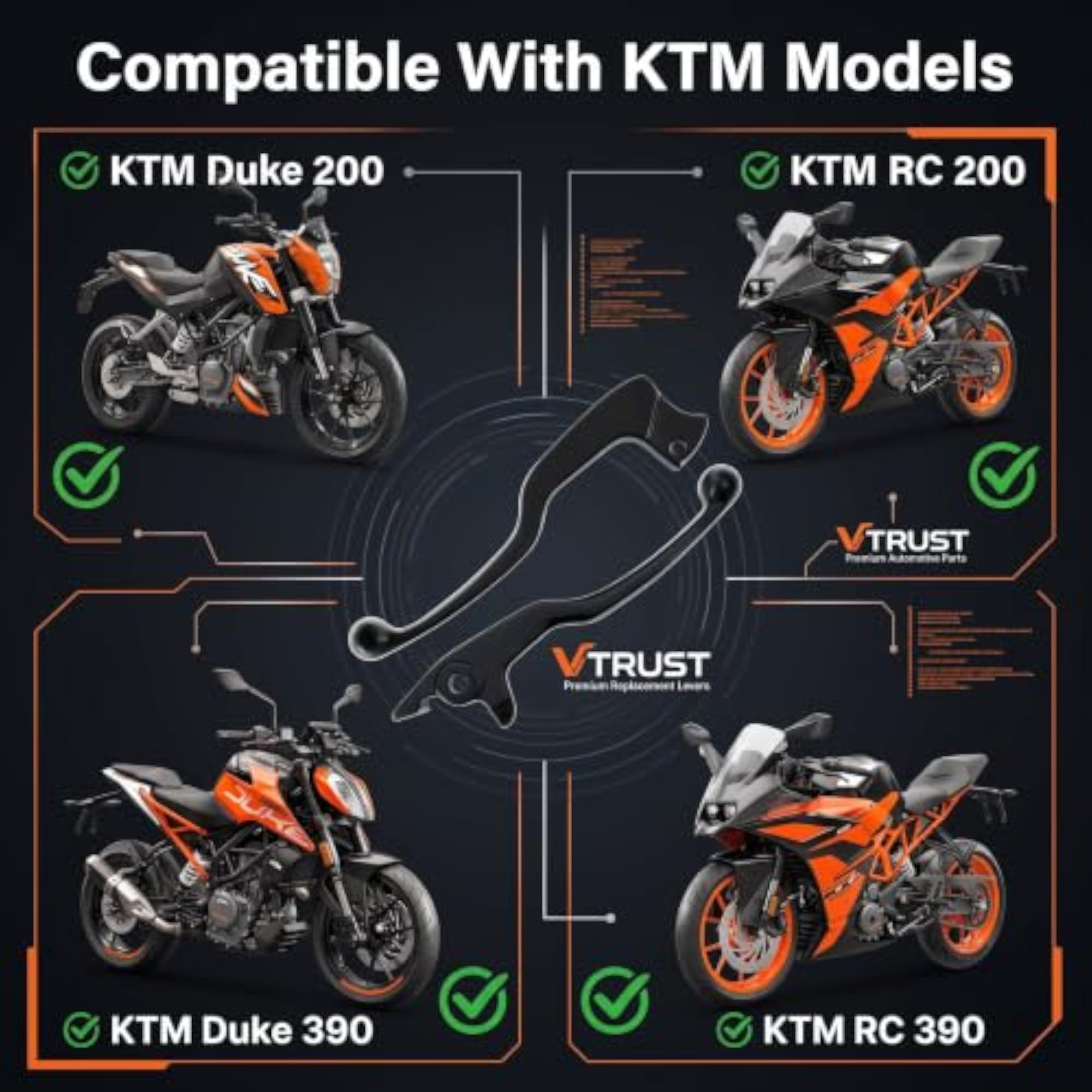 Brake & Clutch Lever Set Compatible for KTM Duke 200 / RC 390