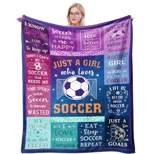 Solzien Soccer Gifts for Girls Blanket 50'x60', Christmas Birthday Gifts for Soccer...