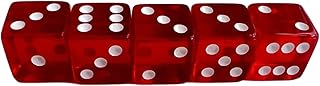 Xoeryoy Red Dice 5pcs 19 mm de 6 mm Square acrílico Acrílico Reemplazo portátil de reemplazo portátil para Juegos de Mesa, Juegos de Azar, Bar, Club Nocturno