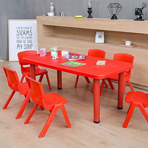 Kids Children's Plastic Table, Kindergarten,Home,Daycare Sturdy Table,Dining Table Game Table for Study Activity Garden Indoor Or Outdoor Use,Red