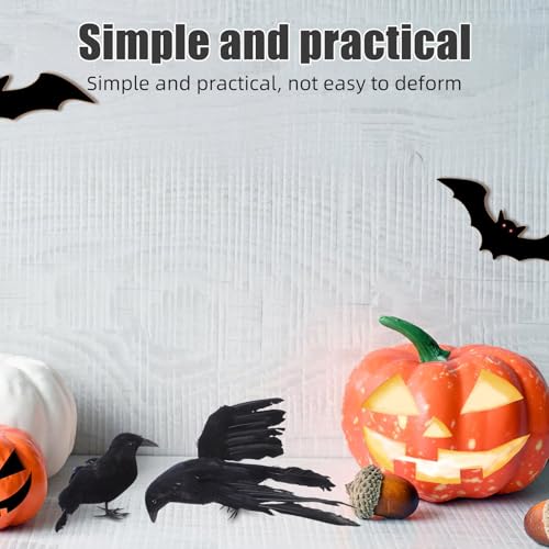 Corbeau noir Halloween réaliste lot de 3 décorations à plumes pour maison