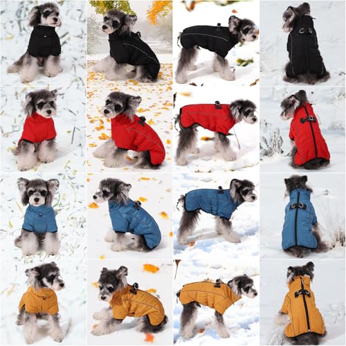 Savlot Hundejacken für den Winter Winddicht Wasserdichtes 2-in-1-Outfit Hundemantel für kaltes Wetter Reflektierende Hundeweste mit Geschirr Welpen-Winterjacke Hundemantel mit Reißverschluss