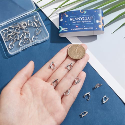 SUNNYCLUE 1 Box 40Pcs Pinch Bails Bulk Brass Pinch Clips Rhinestone Snap on Bails Pinch Hooks Leaf Shaped Ice Pick Pinch Clip Clasp Bail Pendant Connector Pinch Hook for Jewellery Clasps DIY Supplies - Image 3