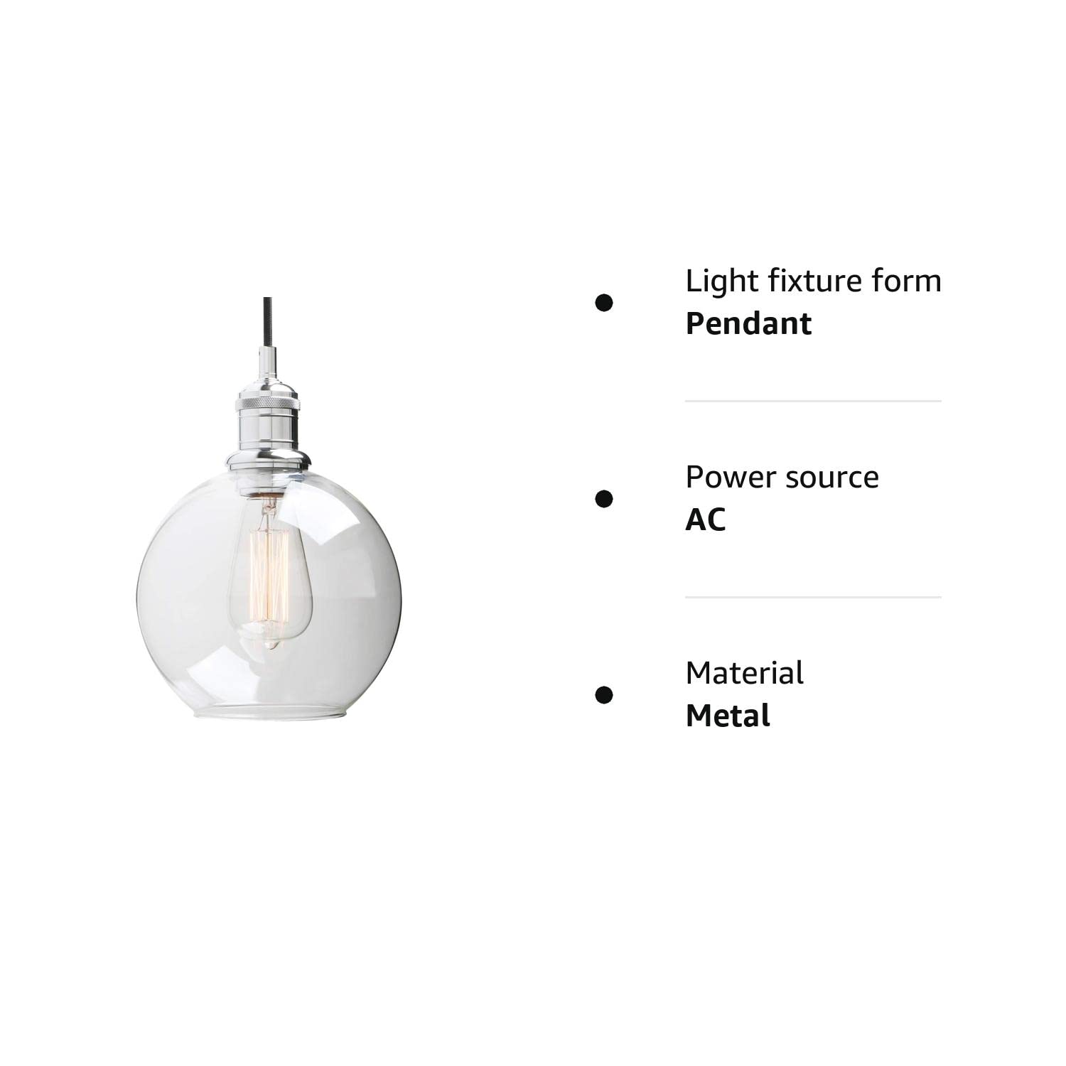 Oświetlenie przemysłowe 7,9 ”Globe Wiselant Lightings z przezroczystą abażurą, loft wiszące światła sufitowe