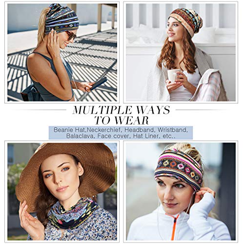 Satinior 5 Pieces Women's Slouchy Beanie Hat Baggy Skull Sleep Cap Turban Headwear #TOP2