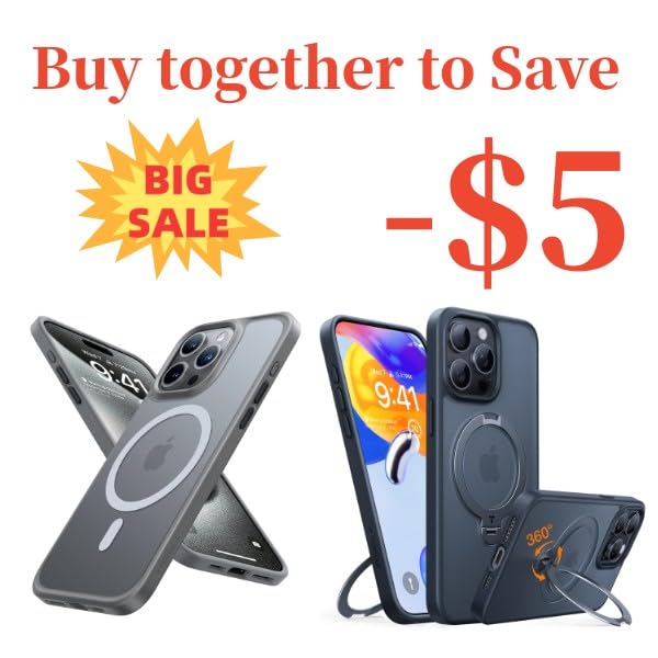 TORRAS Magnetic Shockproof & 360° Ostand Spin Case for iPhone 15 Pro