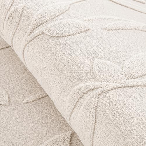 Image of HOMETHREADS Premium Plush Soft 2-Layer Faux Rabbit Fur Embossed Carpet, Washable Area Rug with Anti-Skid Backing for Living Room, Bedroom, Hall & Office, Ultra Soft Floor Carpet(Cream, 4' x 6' Feet)