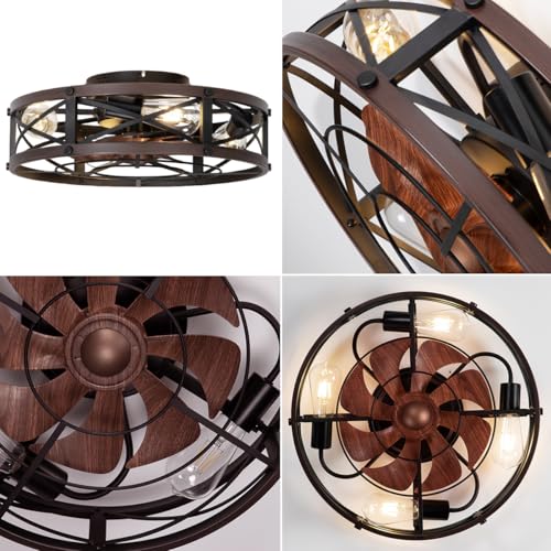 19" Caged Low Profile Ceiling Fan with Light - image 7