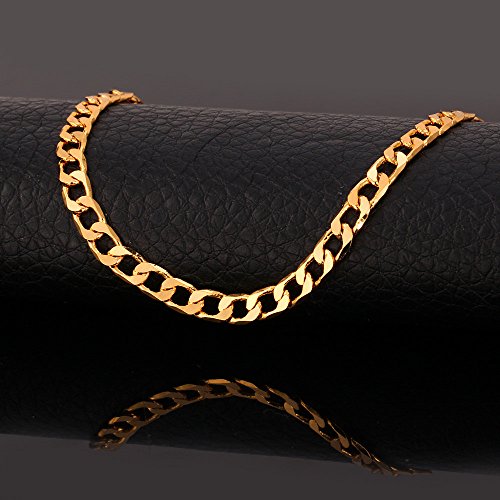 U7 Men Women 18K Gold Plated 5Mm Wide Cuban Curb Link Chain Bracelet, 21Cm (8.5 Inch) #TOP3