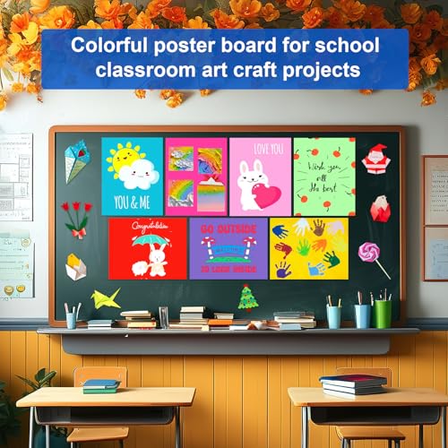 Image of 10 Pcs Color Poster Board Paper 11x 14, ROOKEA Vision Boards Bulk 230 Gsm Thick Blank Smart Posterboard Card for School Arts Craft Classroom Projects Drawing Scrapbooking Graphic