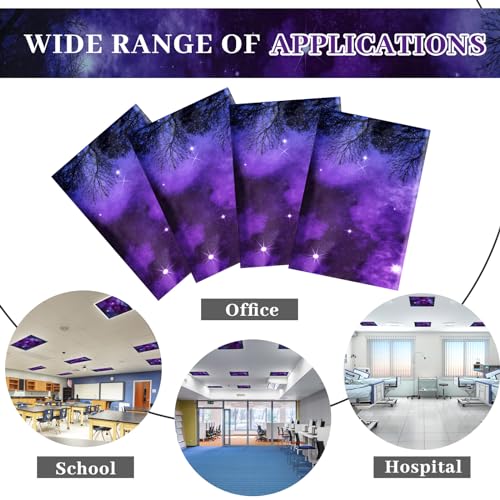 Image of VIHOSE 4 Pcs 2 x 2 Feet Fluorescent Light Covers for Ceiling Lights Classroom Magnetic Light Filters for Reducing Harsh Glare Flicker for Office Classroom Home Drop Ceiling(Sky Forest)