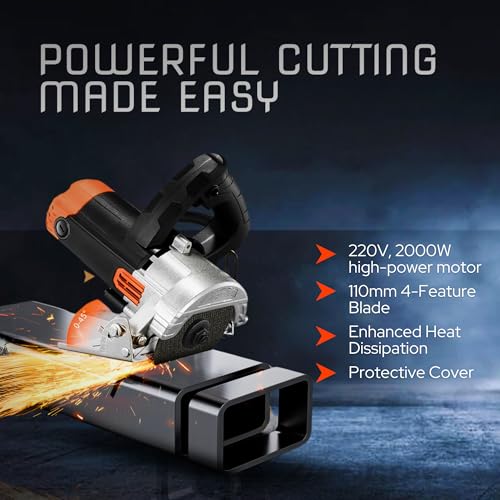 Image of Professional Diamond Tile /Stone /Marble Cutter | 1450W Motor | 125mm Blade | 12,000 RPM | 40mm Cutting Depth | 3kg Lightweight Design | Hex Key & Socket Wrench Included | Corded Electric