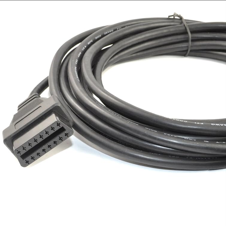 16FT/5m 16Pin OBD2 Extension Cable for Car Diagnostic Tool, OBD-II 16 Pin Right Angle Male to Female ELM327 Diagnostic Extension Cable
