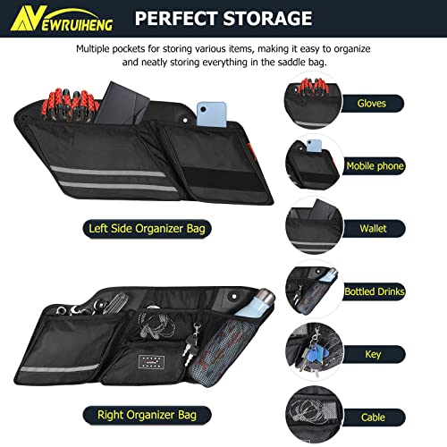 Newruiheng 2 Pack Motorcycle Saddle Bags Side Organizer Storage Bag Saddlebag Compatible With 2014-2023 Street Glide Road King Road Glide Electra Glide (Black) #TOP1