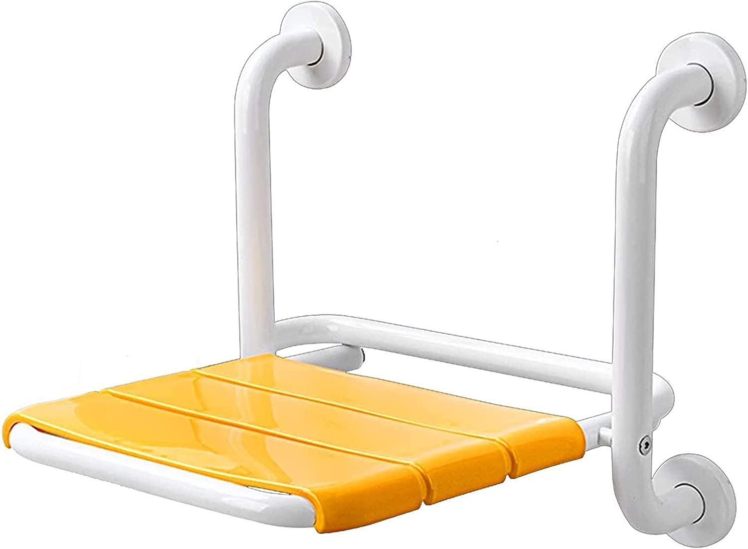 Siège de douche mural pliant jaune pour sécuriser la toilette des aînés
