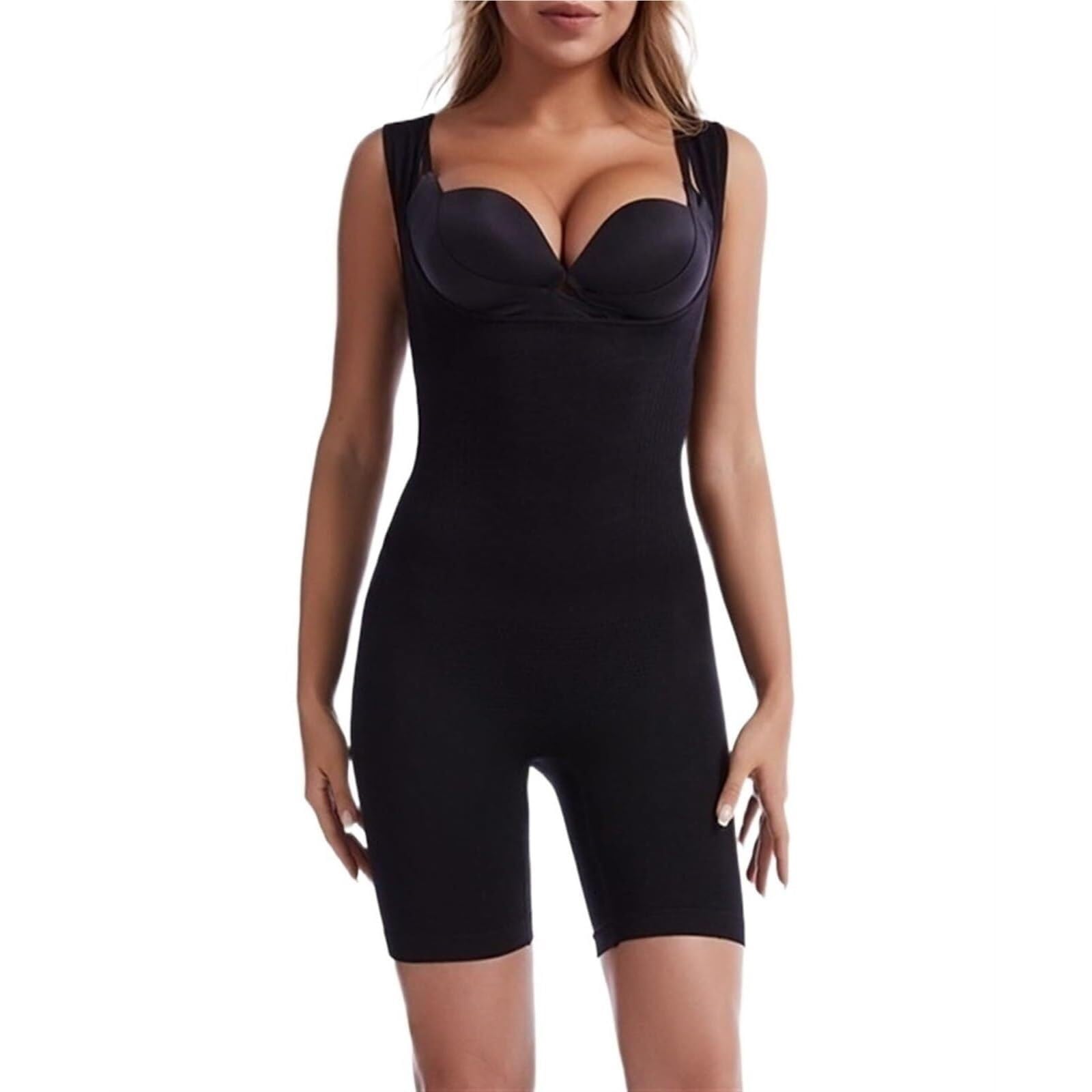 Rieort 2pcs Shapewear Open Bust Body Shaper for Women Enhancer Bodysuit Butt Panties Slimming Girdle Lifting Tummy Control Underwear