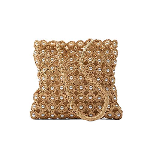 Bolso de hombro tejido a mano con flores de perla miniatura 1