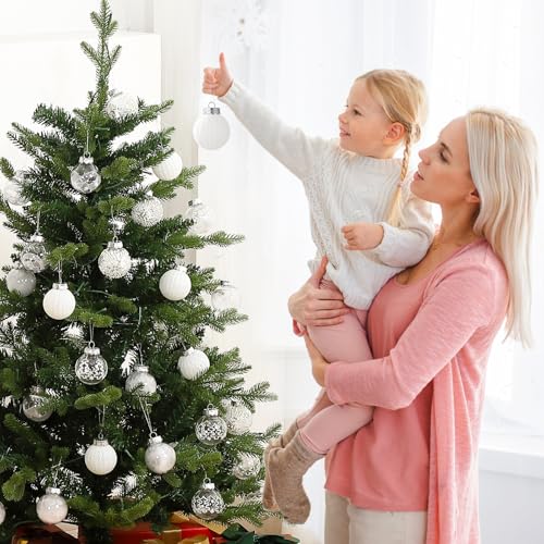 Garvee 30 Pcs Christmas Ball Ornaments, 2.36 Inch/6 Cm Shatterproof Christmas Tree Balls for Holiday Wedding Party Decoration, White