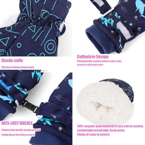 Winter Kids Waterproof Gloves for Boys Fleece Lined Warm Mittens for Baby Toddler Ski Toddler Baby Mittens3