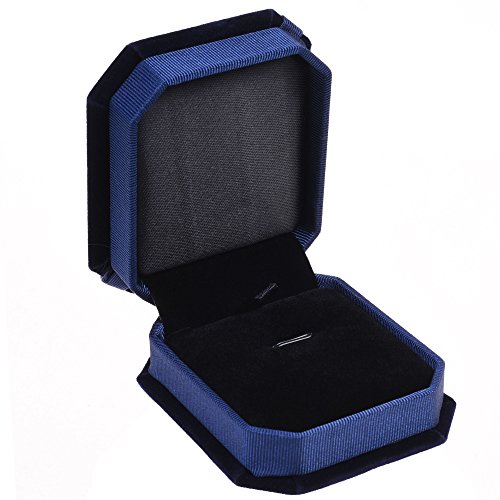 Cosmos Blue Color Velvet Necklace Gift Box Pendant Gift Box Octagonal Jewelry Box With Bow #TOP2