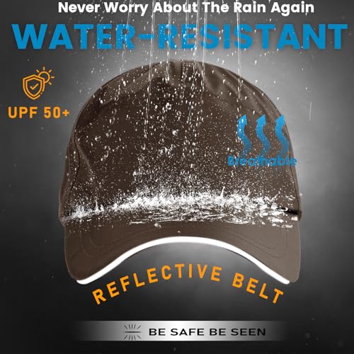Image of Waterproof Baseball Cap for Men Women, UPF 50+ Breathable Quick-Dry Rain Hat for Running Golf Hiking