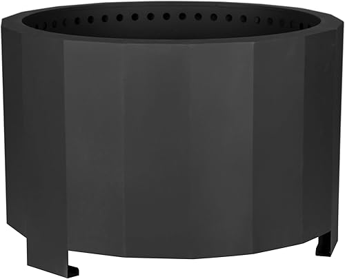 Flash Furniture Titus - Chimenea de madera de grado comercial sin humo para exteriores, acabado negro, 27 pulgadas, portátil, cubierta impermeable