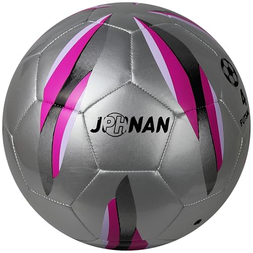 JPHNAN フットサルボール 4号 低反発設計｜TPU高耐久 屋内練習＆ゲーム用｜シルバー+パープル サイズ4号球 小学生～大人用インドア練習球 体育館床保護対応（Amazon）
